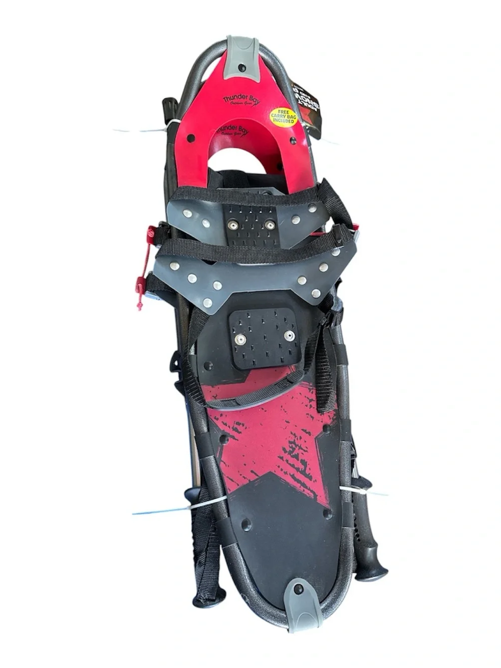 NWT Unisex Thunder Bay Red & Black Snowshoes complete with bag and poles.